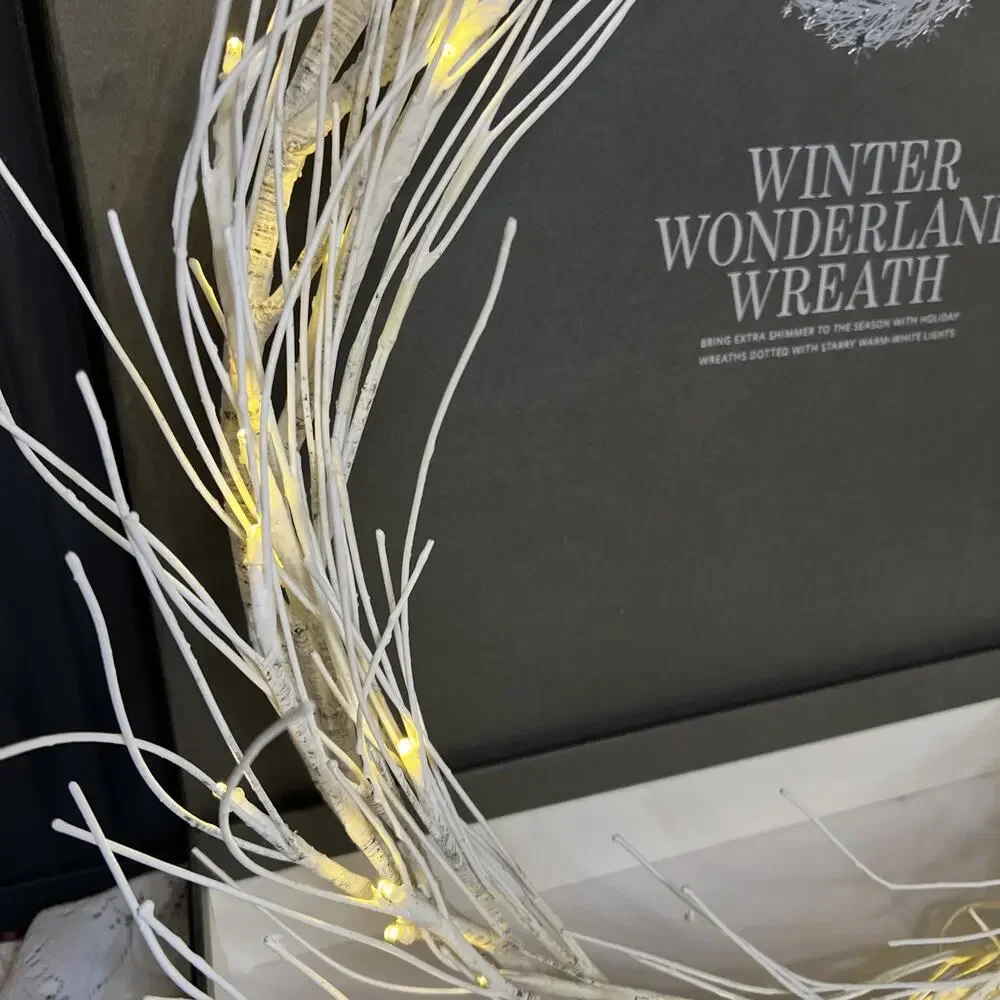 Restoration Hardware Winter Wonderland 24” Warm White Starry Lighted Wreath Box